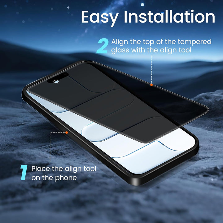 TQLGY Privacy Screen Protector for iPhone 17 Air 6.5-Inch, Anti-Spy Private Tempered Glass with Easy Installation Tool, Anti-Scratch, Case Friendly, 2-Pack