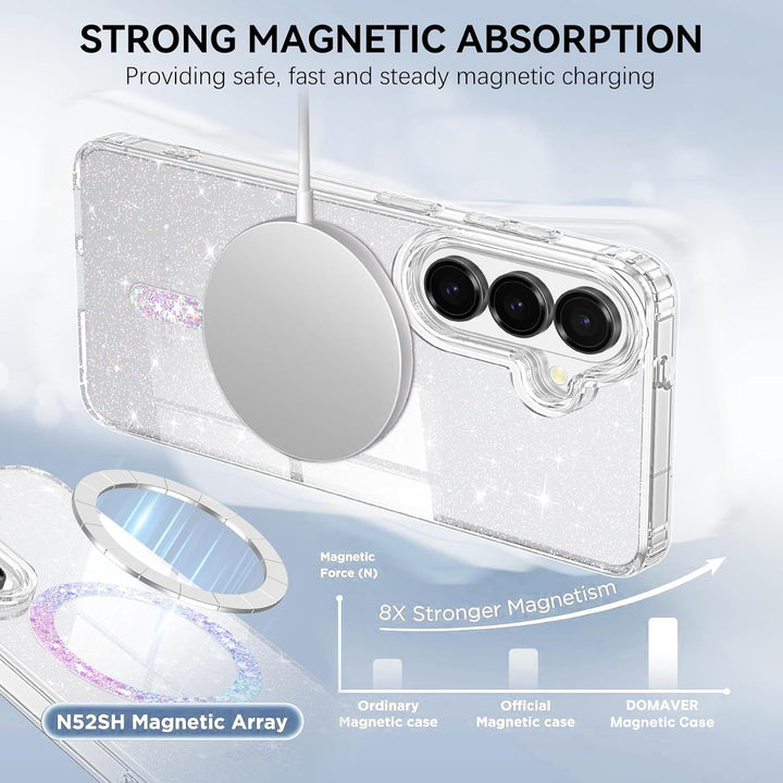 Samsung S26 Case Glitter, Magnetic Case Compatible with MagSafe - Clear