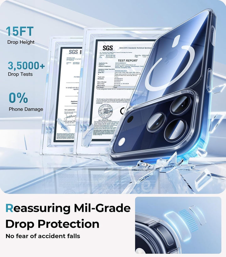 Case for iPhone 17 Pro Max: Magnetic Case for iPhone 17 Pro Max Compatible with MagSafe - Anti Yellowing Anti Scratch Shockproof Phone Bumper Cover - 6.9 Inch (Clear)