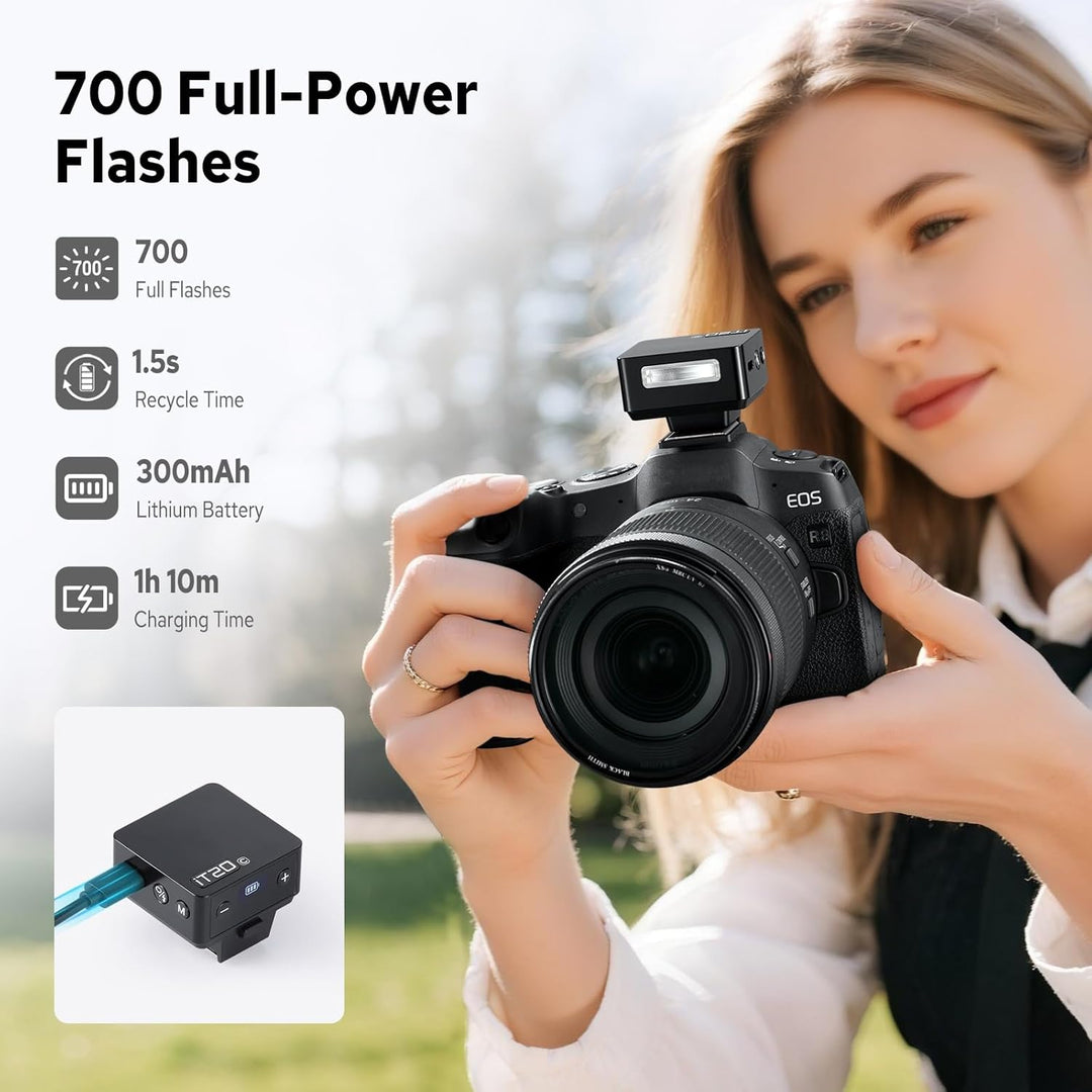 Godox iT20-C Flash for Canon, Mini TTL Speedlite with Intuitive Screen, 1.5s Recycle, 700 Full Power Mini TTL Speedlite with USB-C Charge Built-in Battery Portable Pocket Flashes