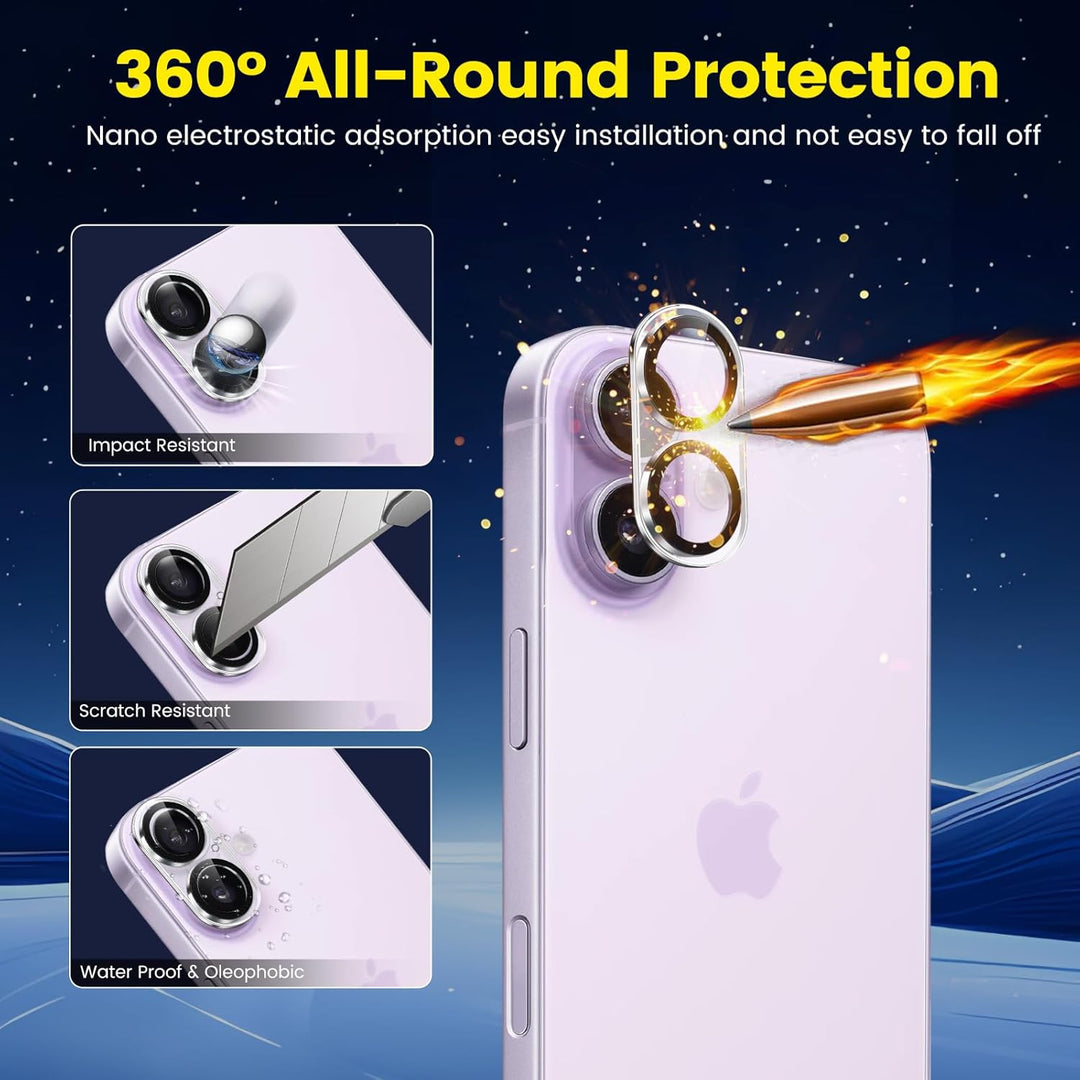 TQLGY 3 Pack Camera Lens Protector for iPhone 17 6.3", 9H Tempered Glass, HD Clear, Anti-Scratch, Strong Adhesion, Case Friendly, Easy Installation