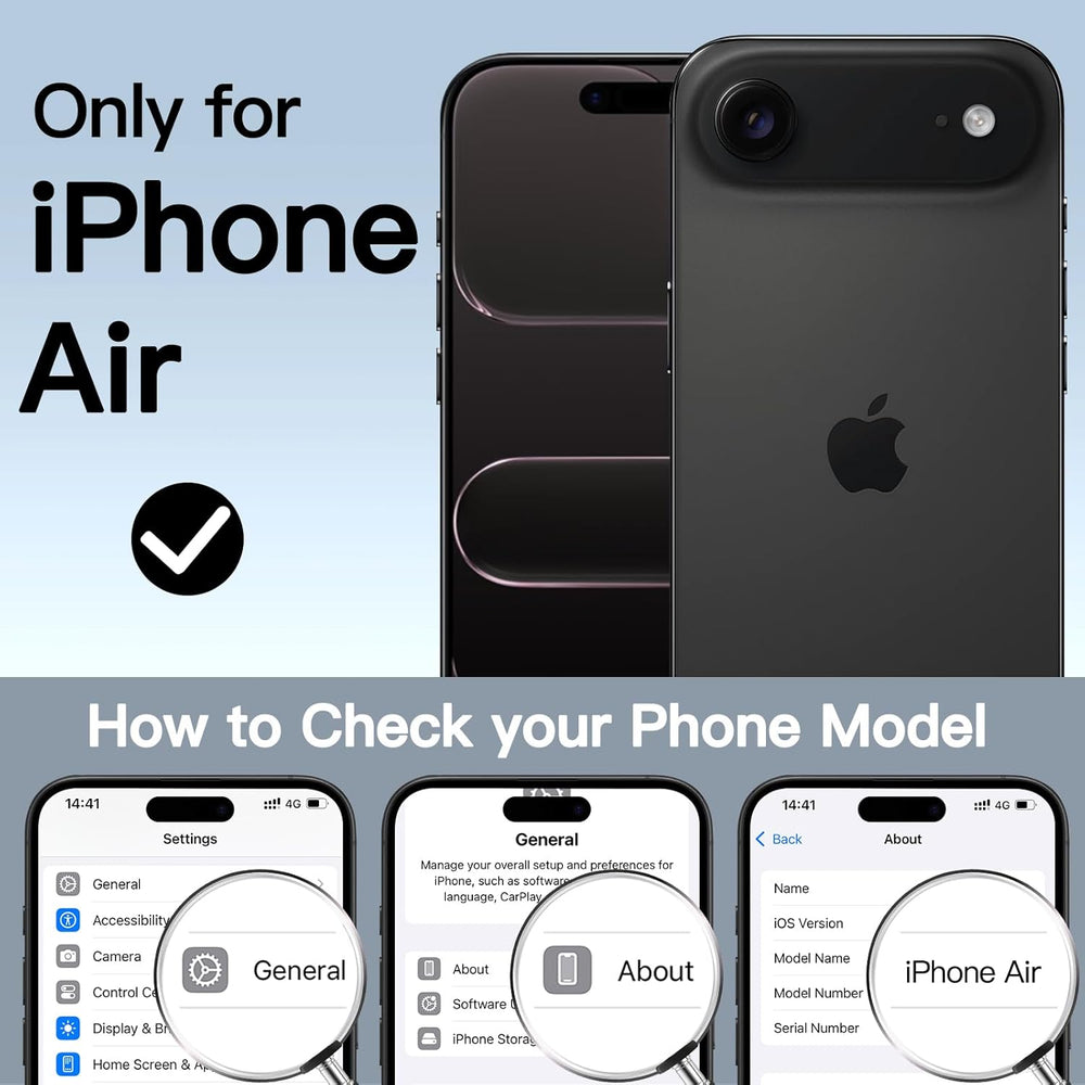 JETech Case for iPhone 17 Air with Built-in Tempered Glass Screen Protector and Camera Control Button, Compatible with MagSafe, 360 Degree Full Body Cover, 6.5-Inch Display (Black)