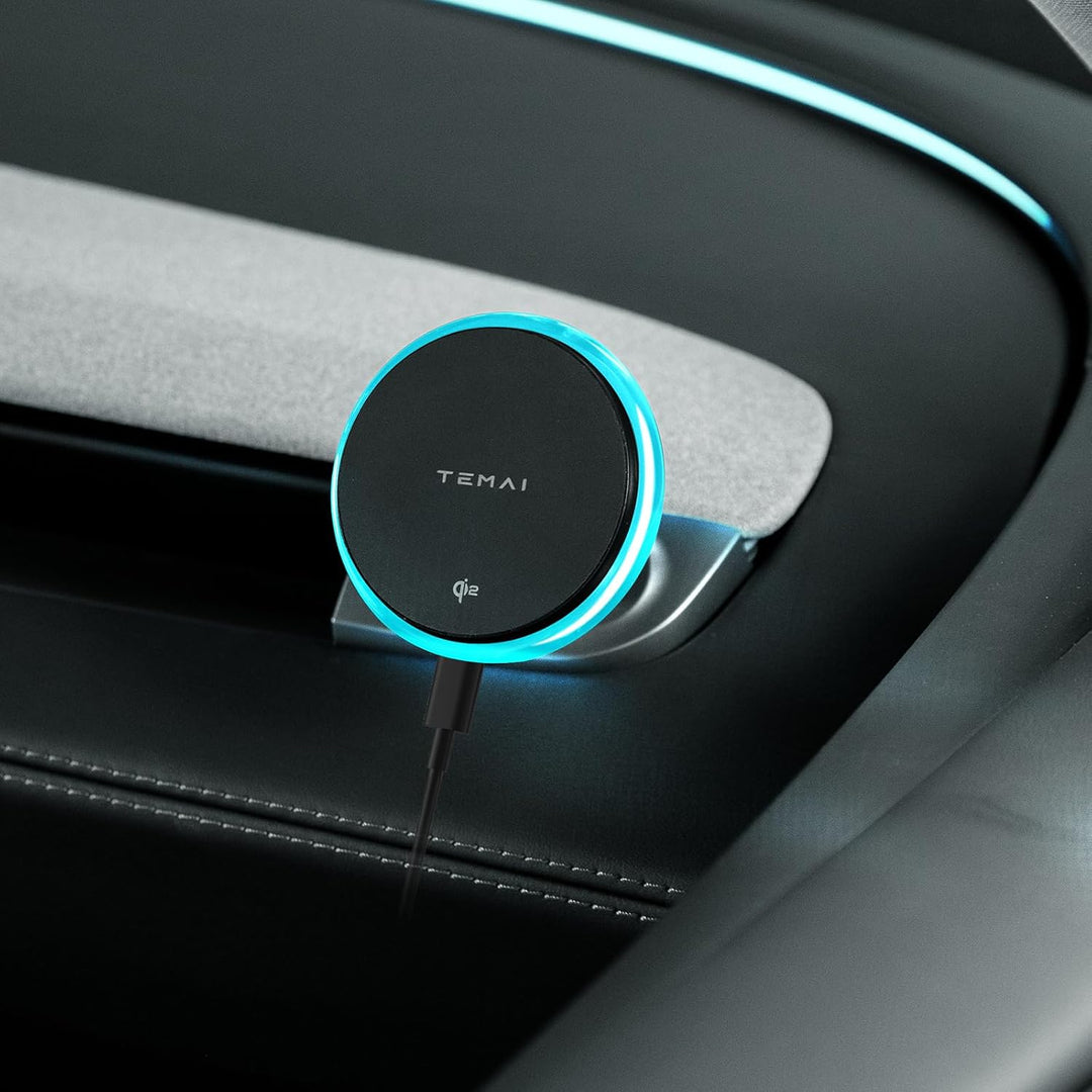 Wireless Charging Phone Mount for Tesla Model Y Juniper(2025+), Magnetic Driver-Side Vent Mount with 15W Fast Charge, Qi2-Compatible Magnetic iPhone Holder with USB-C Power, No Vent Block