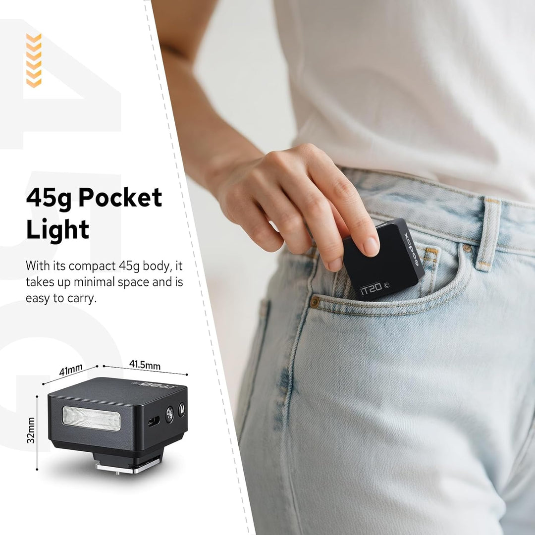 Godox iT20-C Flash for Canon, Mini TTL Speedlite with Intuitive Screen, 1.5s Recycle, 700 Full Power Mini TTL Speedlite with USB-C Charge Built-in Battery Portable Pocket Flashes