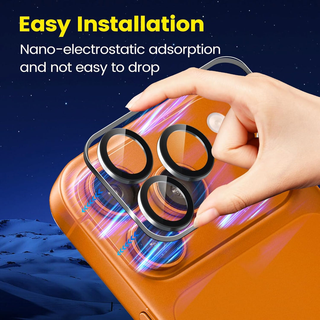 TQLGY 3 Pack Camera Lens Protector for iPhone 17 Pro Max 6.9", 9H Tempered Glass, HD Clear, Anti-Scratch, Strong Adhesion, Case Friendly, Easy Installation