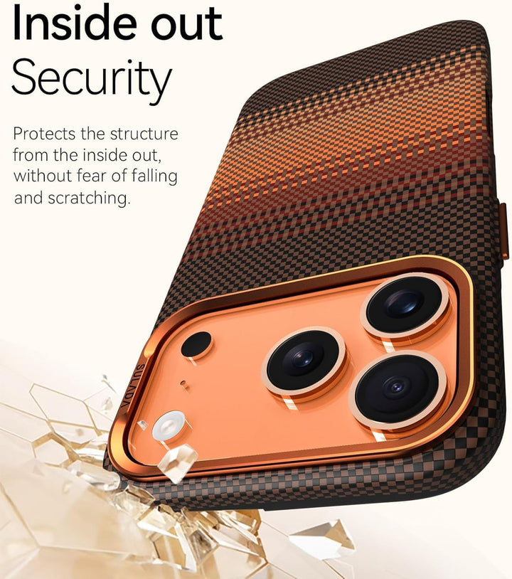 Case for iPhone 17 Pro Max: Business Men Slim Magnetic Anti Fall Cover (Compatible with MagSafe) - 1500D Aramid Fiber Textures Design Thin & Light Cover with a Caseless Feel - 6.9 inch (Brown)