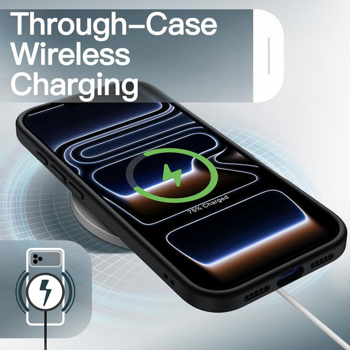 iPhone 17 Pro Case Matte, Shockproof Military Grade Drop Protection, Full Camera Lens Protection, Frosted Translucent Back Minimalist Phone Cover (Black)