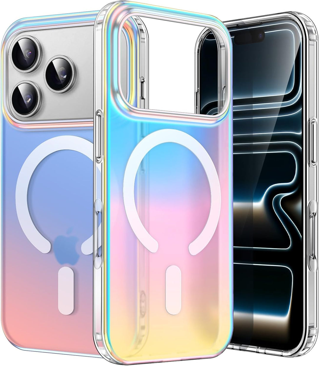 JETech Iridescent Case for iPhone 17 Pro 6.3-Inch Compatible with MagSafe, Cute Unique and Aesthetic Design, Colorful Fluorescent Translucent Back Shockproof Phone Cover (Iridescent)