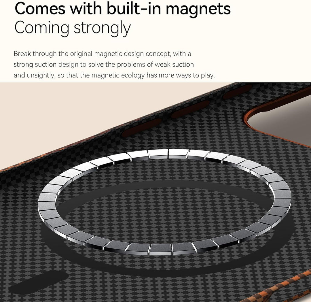 Case for iPhone 17 Pro Max: Business Men Slim Magnetic Anti Fall Cover (Compatible with MagSafe) - 1500D Aramid Fiber Textures Design Thin & Light Cover with a Caseless Feel - 6.9 inch (Brown)