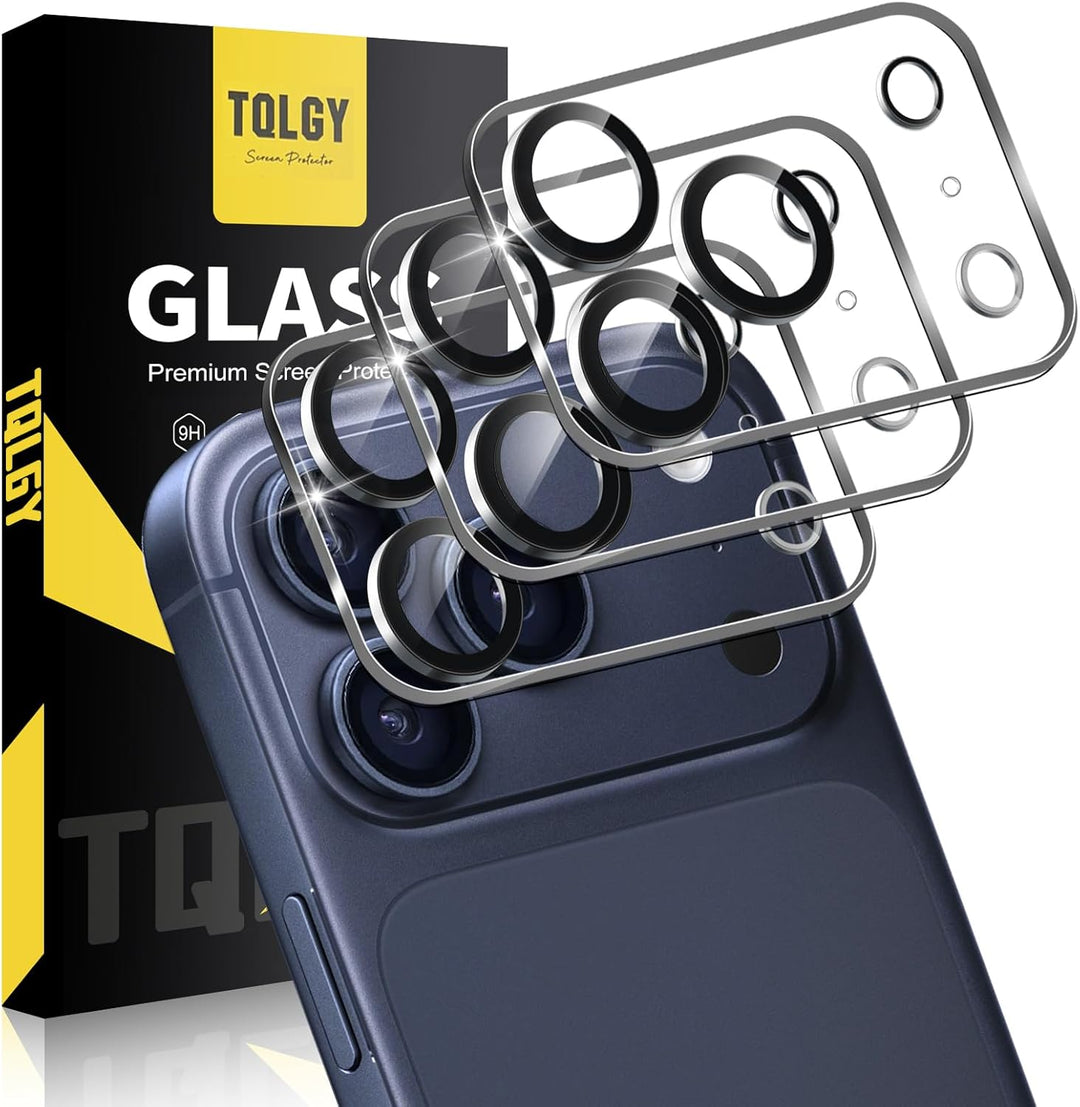 TQLGY 3 Pack Camera Lens Protector for iPhone 17 Pro 6.3", 9H Tempered Glass, HD Clear, Anti-Scratch, Strong Adhesion, Case Friendly, Easy Installation