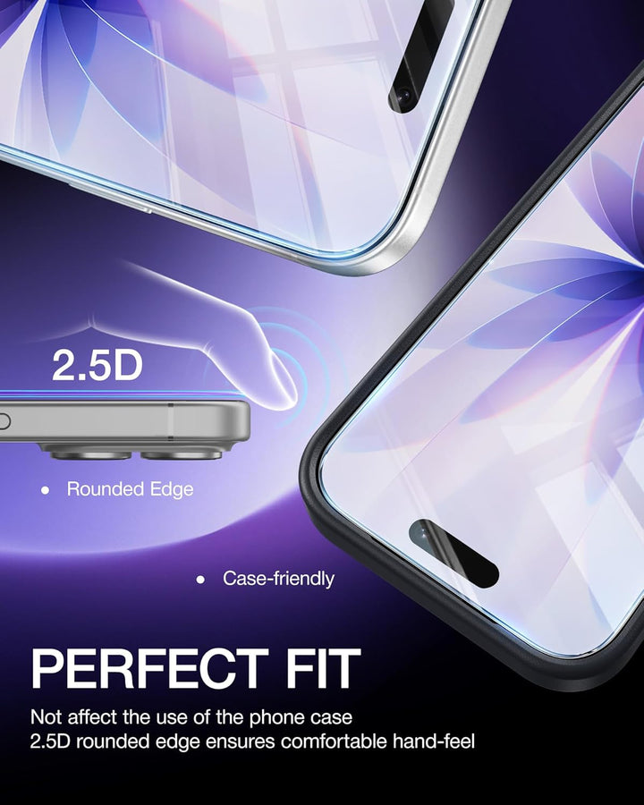 NIMASO for iPhone 17 Screen Protector 6.3-Inch, 2 Pack 9H Hardness HD Clear Tempered Glass Military Grade Shatterproof, Anti-Scratch, with Easy Installation Tool