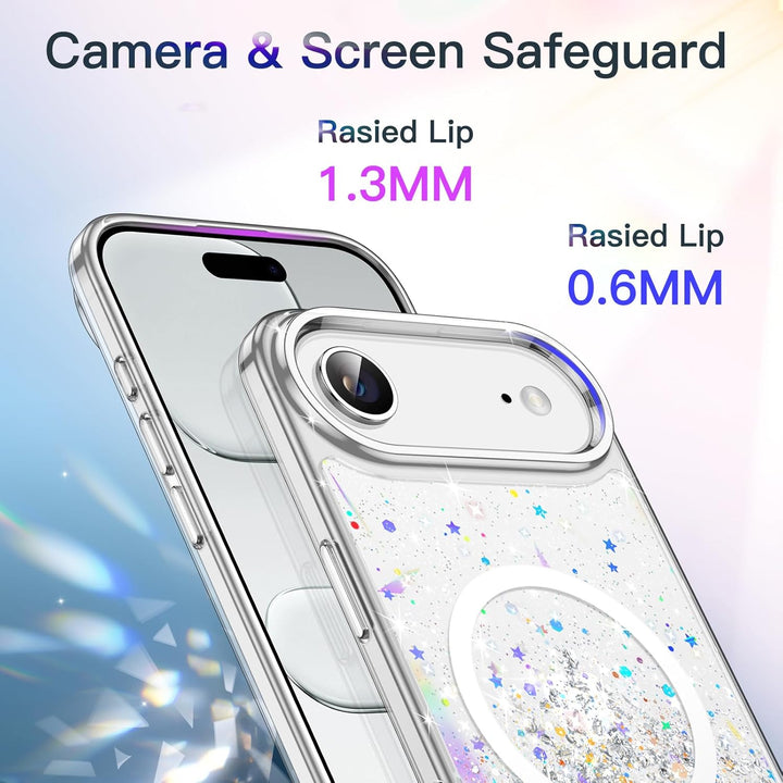 JETech Glitter Case for iPhone Air Compatible with MagSafe, Clear Cute Bling Sparkle for Women and Girls, Shiny Shockproof Magnetic Sparkly Phone Cover, 6.5-Inch Display (Clear)