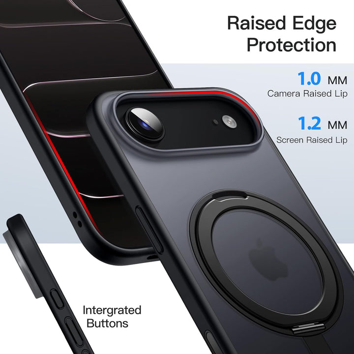 JETech 360 Degree Rotatable Ring Case for iPhone 17 Air with Camera Control Button, Compatible with MagSafe, Slim Shockproof Phone Cover with Stand & Ring Holder, 6.5-Inch Display (Black)