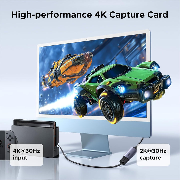 UGREEN 2K@30Hz Video Capture Card HDMI to USB 3.0 and USB C, Full HD 4K 30Hz Input with Low Latency for Capture Video and Audio Recording Compatible with Switch/Xbox/PS5/ TV Stick/PC/Camera