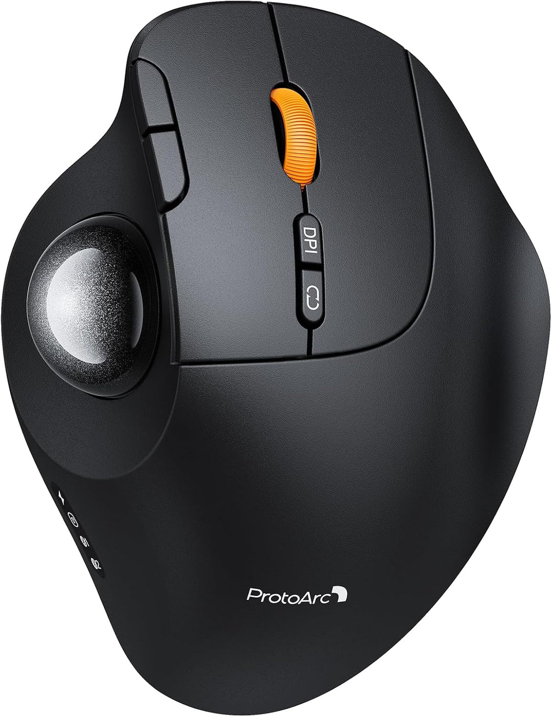 ProtoArc Wireless Trackball Mouse, EM02 Bluetooth Ergonomic Rechargeable Computer Ball Mouse, Adjustable Angle & 3 Device Connection, Thumb Control and Smooth Tracking for Laptop, PC, Mac-Gray