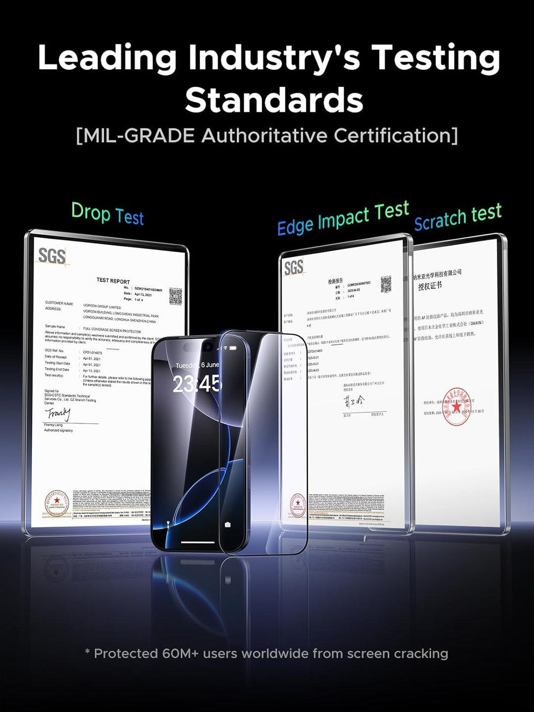 UGREEN 2 Pack Screen Protector Compatible with iPhone 17 Pro Max 6.9-Inch, 9H+ Tempered Glass Film, 8FT Drop Protection, Anti-scratch, Anti-fingerprint, Full Coverage