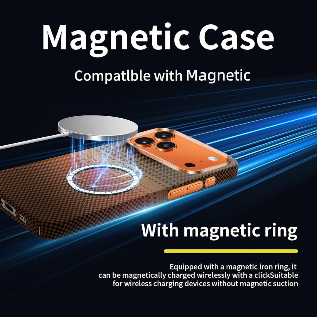 Case for iPhone 17 Pro Max: Business Men Slim Magnetic Anti Fall Cover (Compatible with MagSafe) - 1500D Aramid Fiber Textures Design Thin & Light Cover with a Caseless Feel (Moonrise Blue)