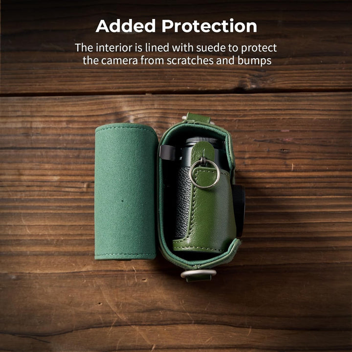 SMALLRIG Leather Case Kit for FUJIFILM X Half, Retro Style Full-Cover Carrying Bag with Half Leather Case, Built-in Card Pocket, Portable and Protecting with Woven Shoulder Strap (Green) - 5220