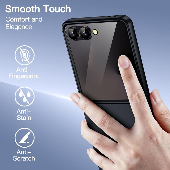 JETech Case for Samsung Galaxy Z Flip 7 2025 with Built-in Front Tempered Glass Screen Protector, Hard PC Slim Shockproof Anti-Scratch Protective Phone Cover (Black)