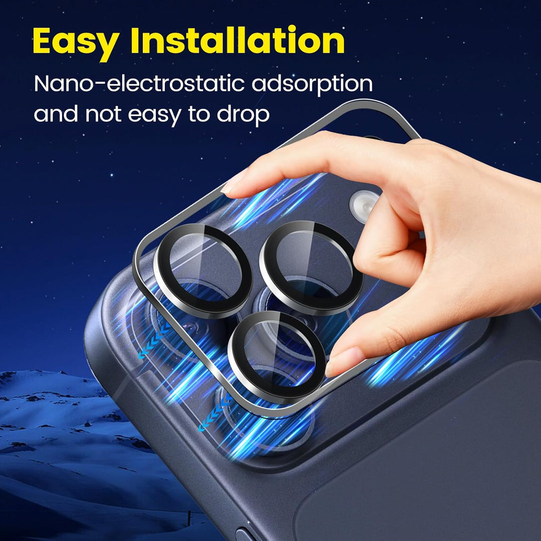 TQLGY 3 Pack Camera Lens Protector for iPhone 17 Pro 6.3", 9H Tempered Glass, HD Clear, Anti-Scratch, Strong Adhesion, Case Friendly, Easy Installation