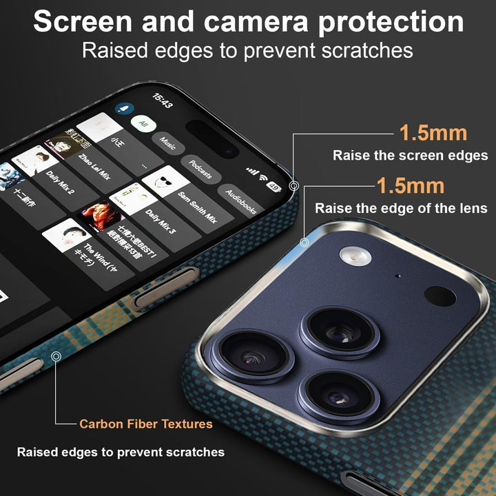 Case for iPhone 17 Pro Max: Business Men Slim Magnetic Anti Fall Cover (Compatible with MagSafe) - 1500D Aramid Fiber Textures Design Thin & Light Cover with a Caseless Feel (Moonrise Blue)