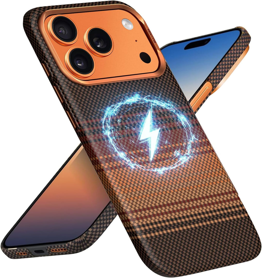 Case for iPhone 17 Pro Max: Business Men Slim Magnetic Anti Fall Cover (Compatible with MagSafe) - 1500D Aramid Fiber Textures Design Thin & Light Cover with a Caseless Feel - 6.9 inch (Brown)