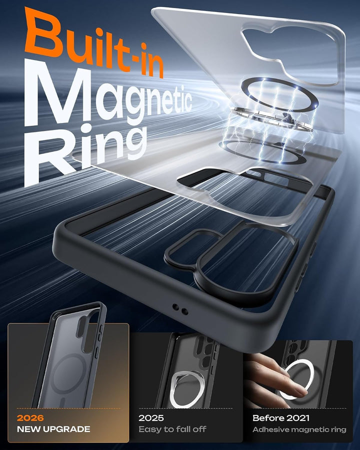 Samsung Galaxy S26 S26 Ultra Case, Built-in Magnetic Ring with MagSafe - Black