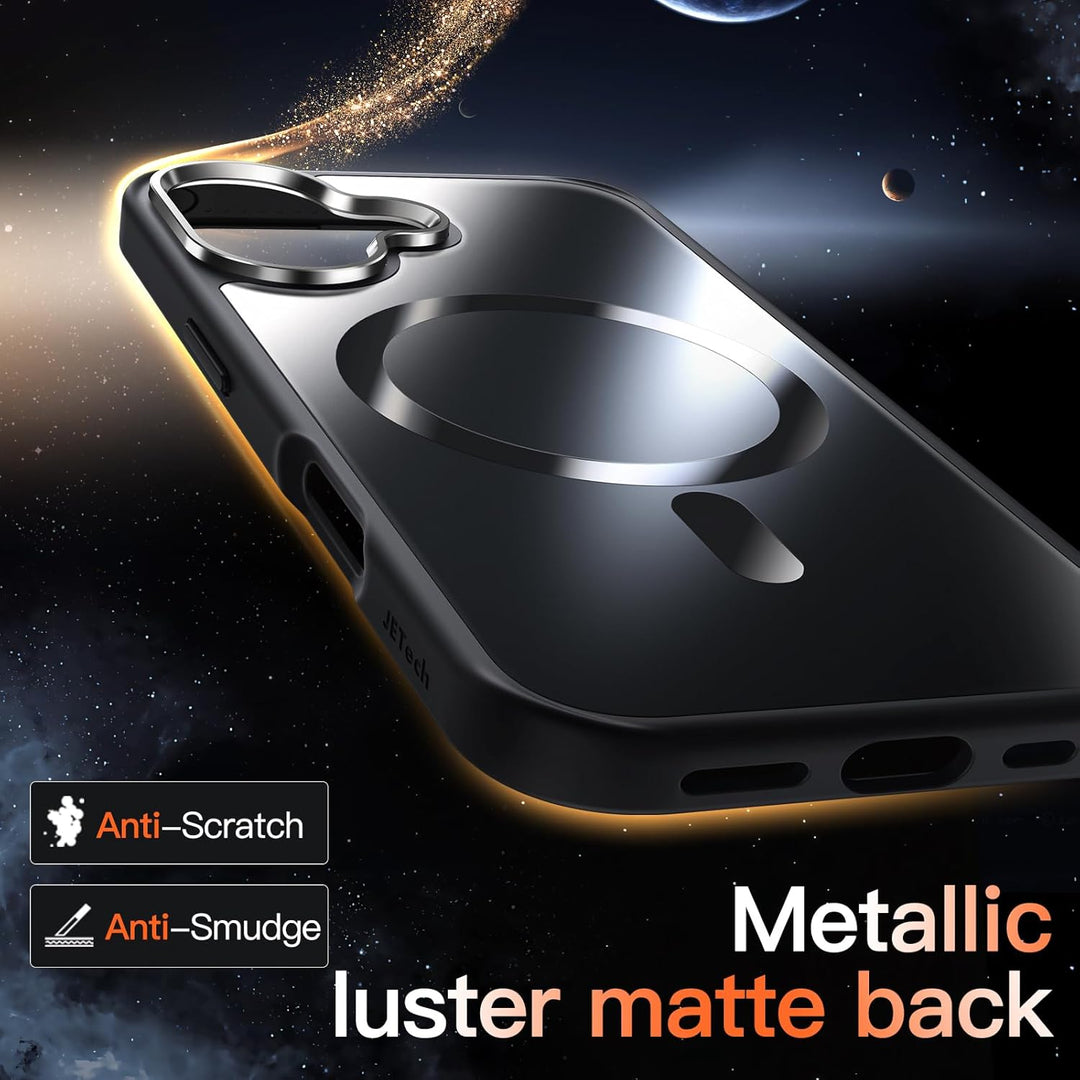 MagSafe iPhone 17 case 6.3-Inch Compatible with MagSafe, Luxury Metallic Luster Matte Back Slim Shockproof Electroplated Phone Cover (Black)