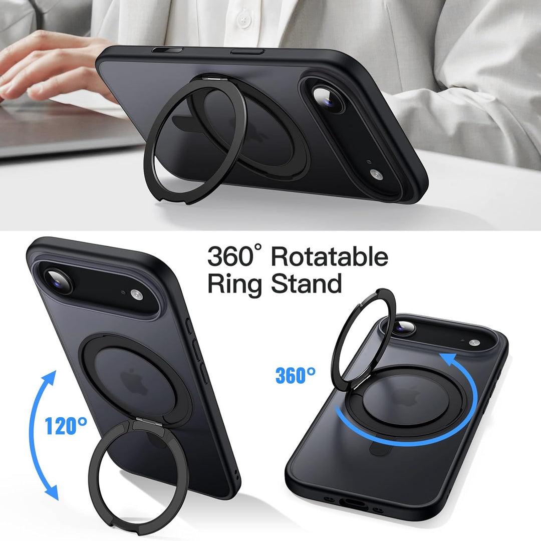 JETech 360 Degree Rotatable Ring Case for iPhone 17 Air with Camera Control Button, Compatible with MagSafe, Slim Shockproof Phone Cover with Stand & Ring Holder, 6.5-Inch Display (Black)