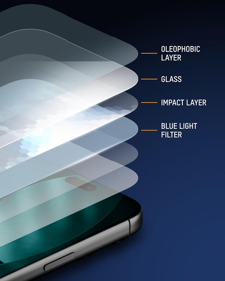 Mous Anti-Blue Light Screen Protector Compatible with iPhone Air, HD Clear Blue Light Eye Protection, Shatterproof Tempered Glass with Easy Installation Tool