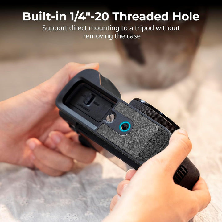 SmallRig Leather Case Kit for Canon PowerShot V1, Including Half Leather Case, Flip Case Cover, Wrist Strap & Furry Windscreen, Portable and Protecting (Black) -5386