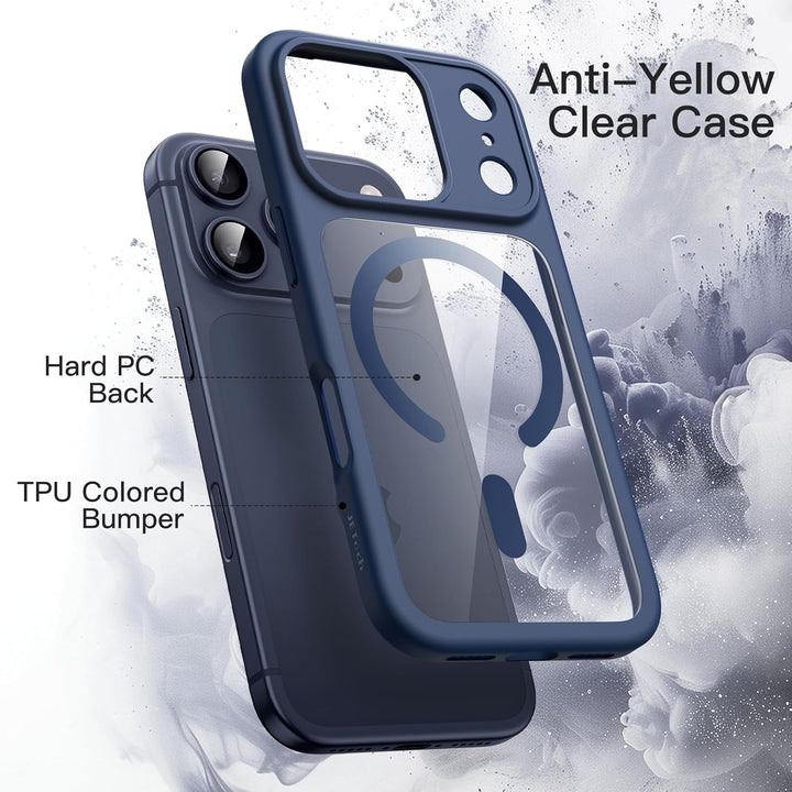 JETech Magnetic Case for iPhone 17 Pro 6.3-Inch Compatible with MagSafe, Shockproof Phone Bumper Cover, Solid Color Matte TPU Frame, Anti-Scratch Clear Back (Dark Blue)
