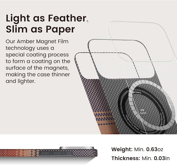 Case for iPhone 17 Pro Max: Business Men Slim Magnetic Anti Fall Cover (Compatible with MagSafe) - 1500D Aramid Fiber Textures Design Thin & Light Cover with a Caseless Feel (Moonrise Blue)