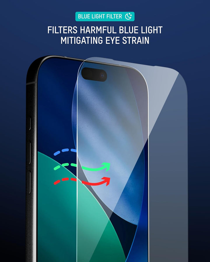 Mous Anti-Blue Light Screen Protector Compatible with iPhone Air, HD Clear Blue Light Eye Protection, Shatterproof Tempered Glass with Easy Installation Tool