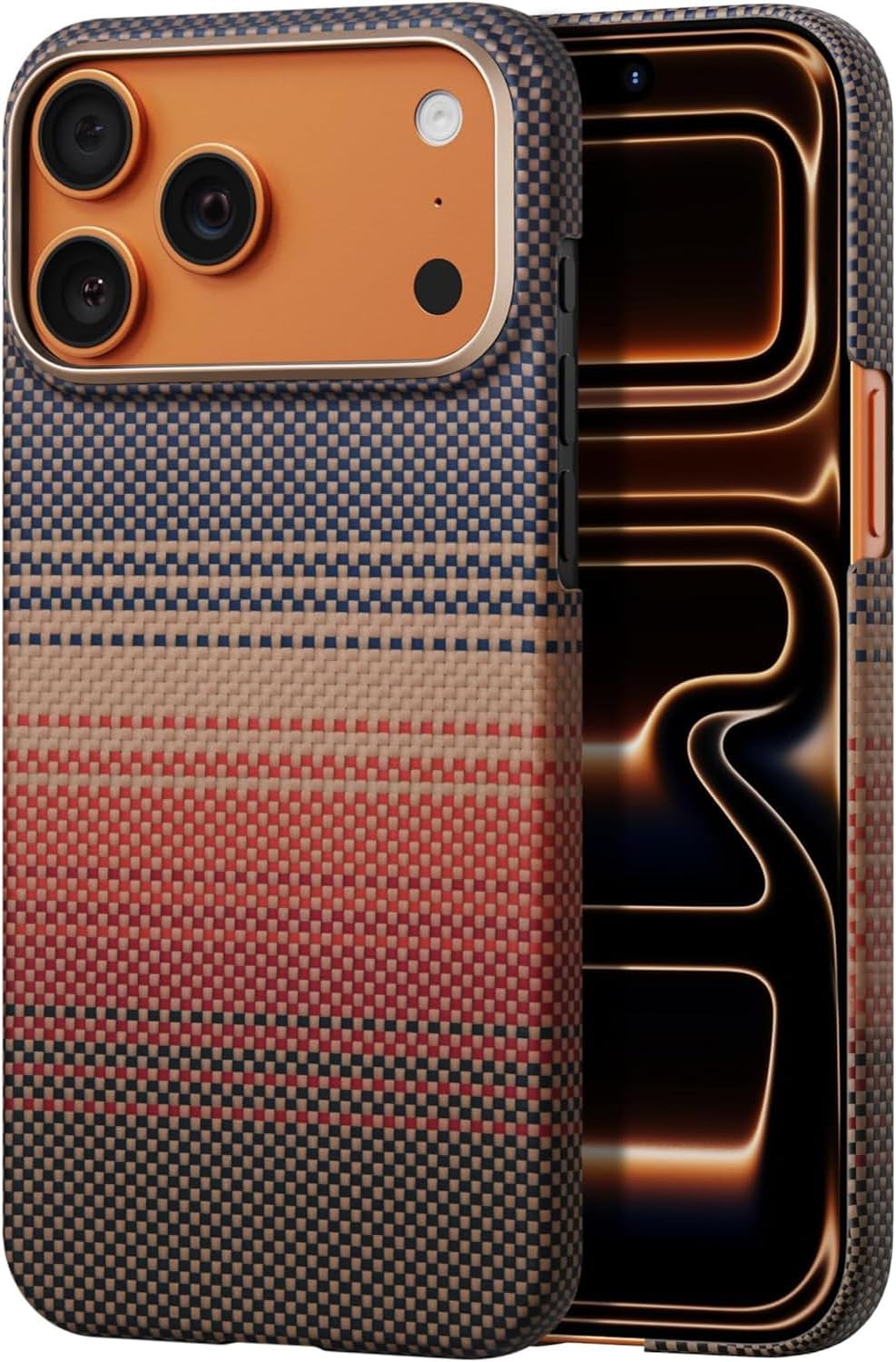 Case for iPhone 17 Pro Max: Business Men Slim Magnetic Anti Fall Cover (Compatible with MagSafe) - 1500D Aramid Fiber Design Thin & Light Cover with a Caseless Feel - 6.9 inch (Sunset Orange)