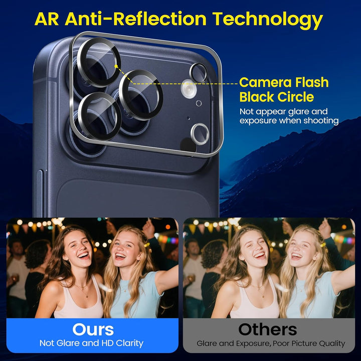 TQLGY 3 Pack Camera Lens Protector for iPhone 17 Pro 6.3", 9H Tempered Glass, HD Clear, Anti-Scratch, Strong Adhesion, Case Friendly, Easy Installation