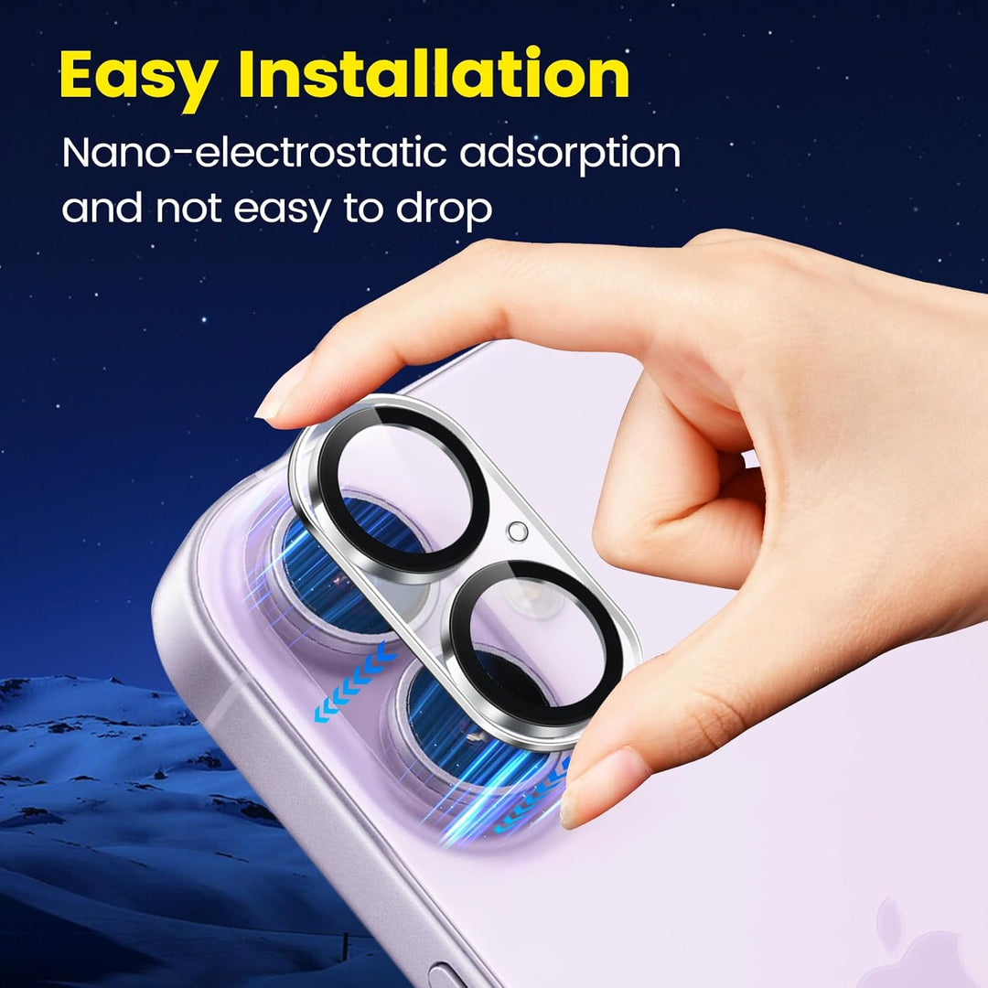 TQLGY 3 Pack Camera Lens Protector for iPhone 17 6.3", 9H Tempered Glass, HD Clear, Anti-Scratch, Strong Adhesion, Case Friendly, Easy Installation