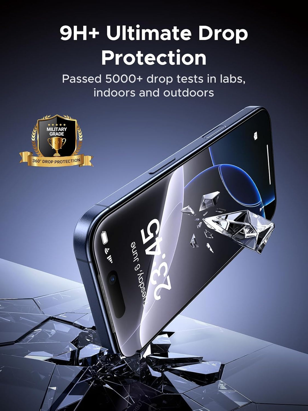 UGREEN 2 Pack Screen Protector Compatible with iPhone 17 Pro Max 6.9-Inch, 9H+ Tempered Glass Film, 8FT Drop Protection, Anti-scratch, Anti-fingerprint, Full Coverage