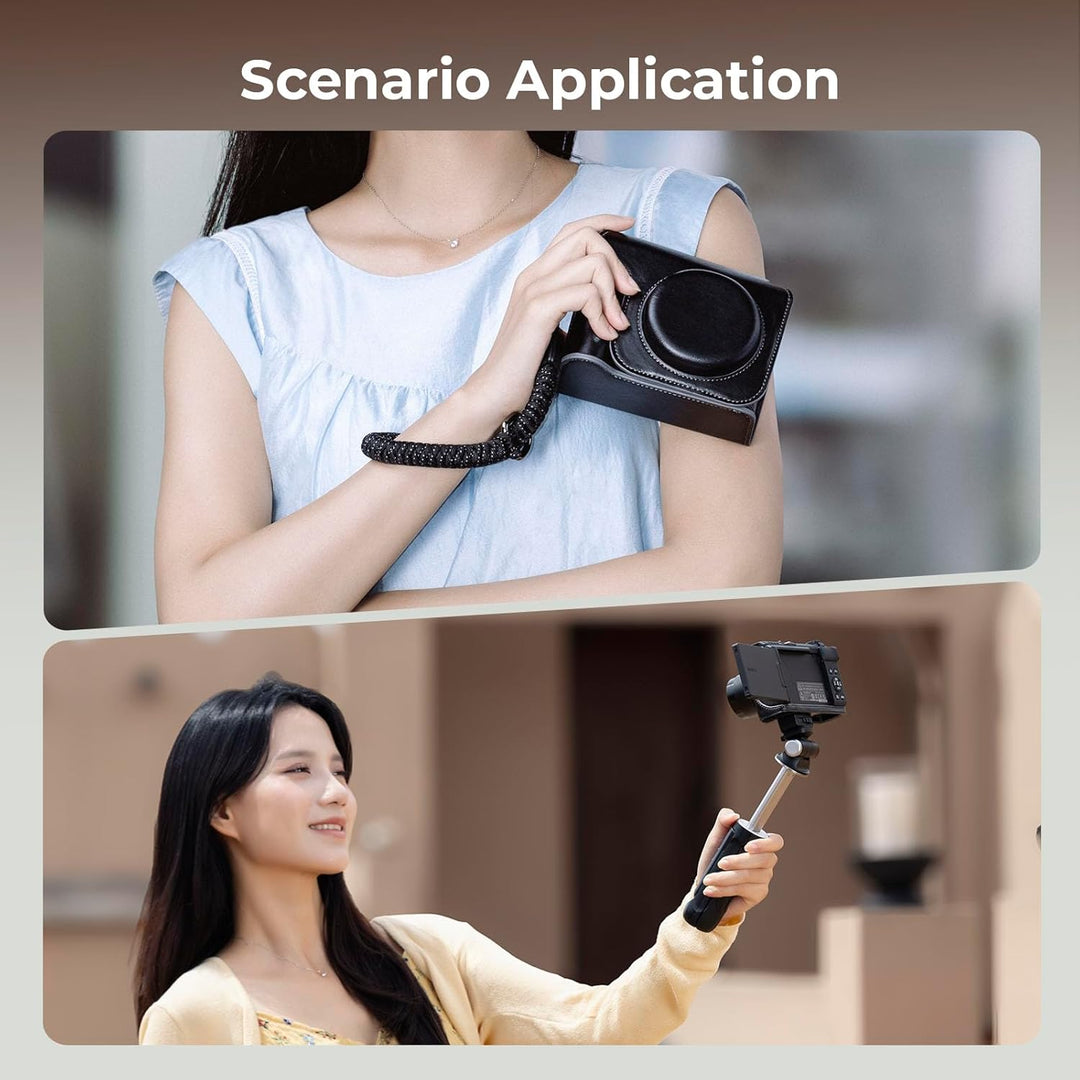 SmallRig Leather Case Kit for Canon PowerShot V1, Including Half Leather Case, Flip Case Cover, Wrist Strap & Furry Windscreen, Portable and Protecting (Black) -5386