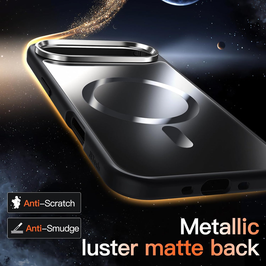 JETech Magnetic Case for iPhone 17 Air Compatible with MagSafe, Luxury Metallic Luster Matte Back Slim Shockproof Electroplated Phone Cover, 6.5-Inch Display (Black)