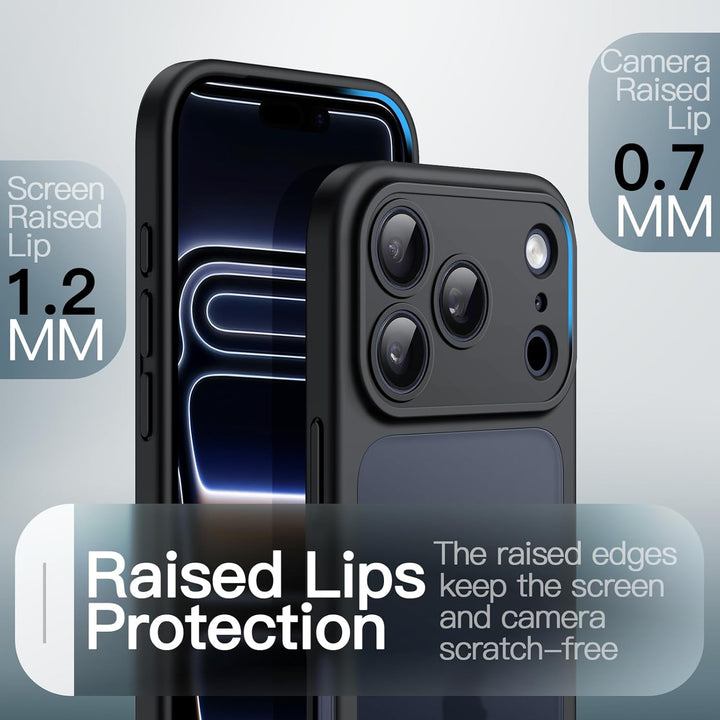 iPhone 17 Pro Case Matte, Shockproof Military Grade Drop Protection, Full Camera Lens Protection, Frosted Translucent Back Minimalist Phone Cover (Black)