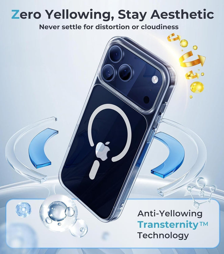 Case for iPhone 17 Pro Max: Magnetic Case for iPhone 17 Pro Max Compatible with MagSafe - Anti Yellowing Anti Scratch Shockproof Phone Bumper Cover - 6.9 Inch (Clear)
