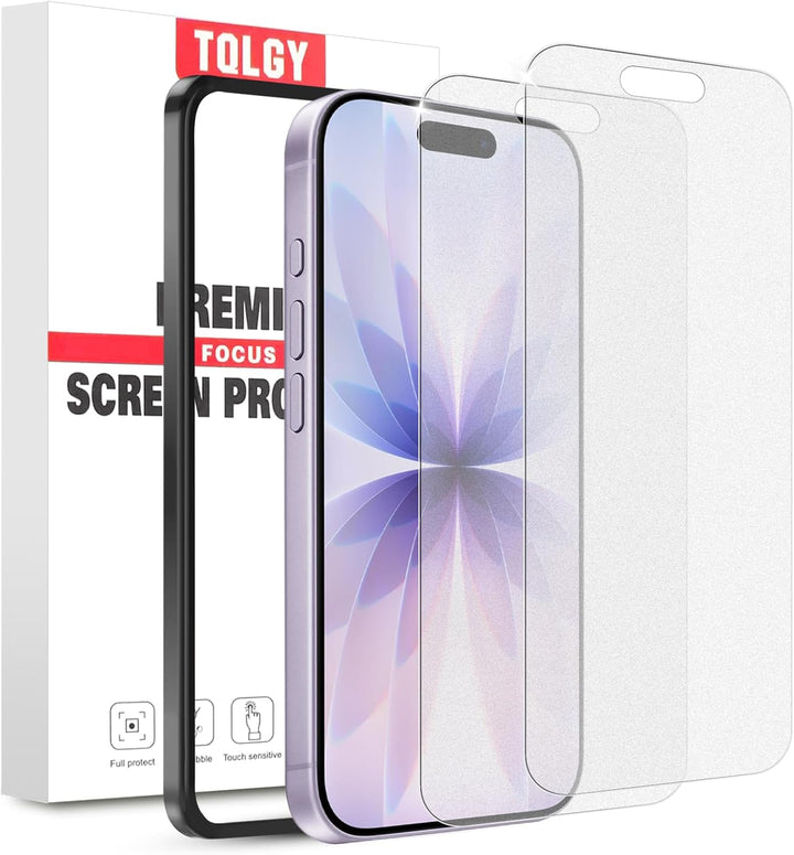 TQLGY Matte Screen Protector for iPhone 17 6.3-Inch, Anti-Glare & Anti-Fingerprint Tempered Glass with Easy Installation Tool, Anti-Scratch, Case-Friendly, Smooth as Silk, 2-Pack