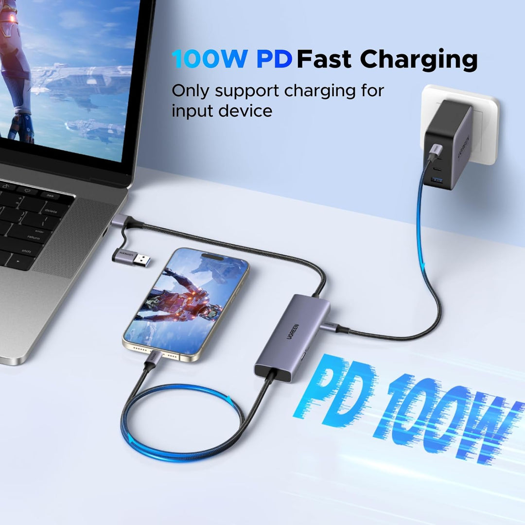 UGREEN 2K@30Hz USB C Video Capture Card with 100W PD 4K@30Hz HDMI Loop-Out, 1080P 60fps USB 3.0 Capture Card for Streaming Low Latency YUY2 VR Compatible with Stream Deck, Quest 3