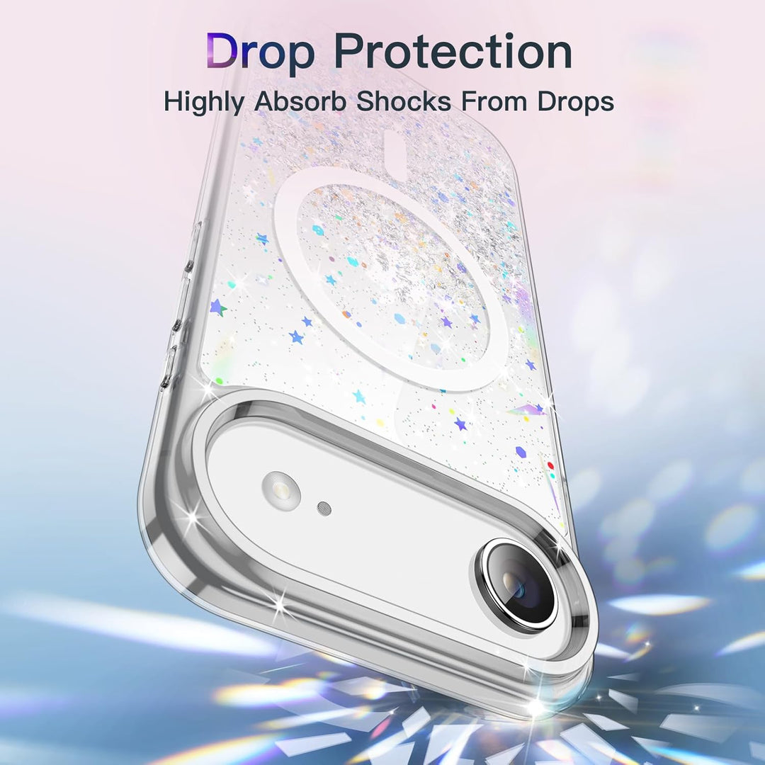 JETech Glitter Case for iPhone Air Compatible with MagSafe, Clear Cute Bling Sparkle for Women and Girls, Shiny Shockproof Magnetic Sparkly Phone Cover, 6.5-Inch Display (Clear)