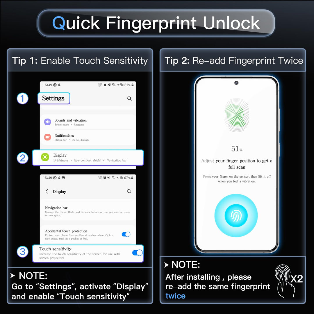 Samsung Galaxy S26 Ultra Screen Protector Flexible TPU Film, Fingerprint ID Compatible, HD Clear, 3-Pack