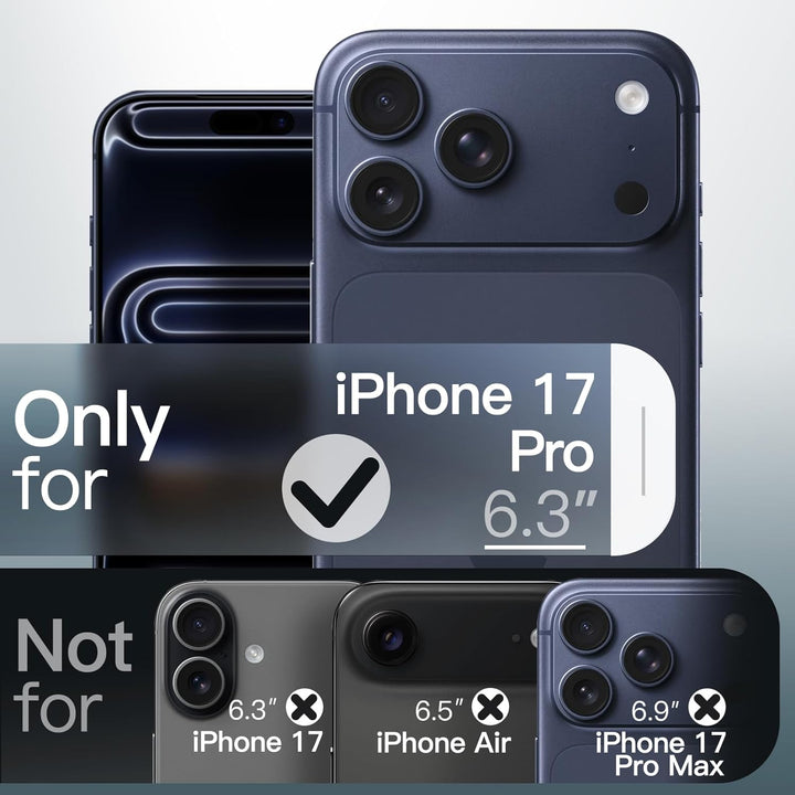 iPhone 17 Pro Case Matte, Shockproof Military Grade Drop Protection, Full Camera Lens Protection, Frosted Translucent Back Minimalist Phone Cover (Black)