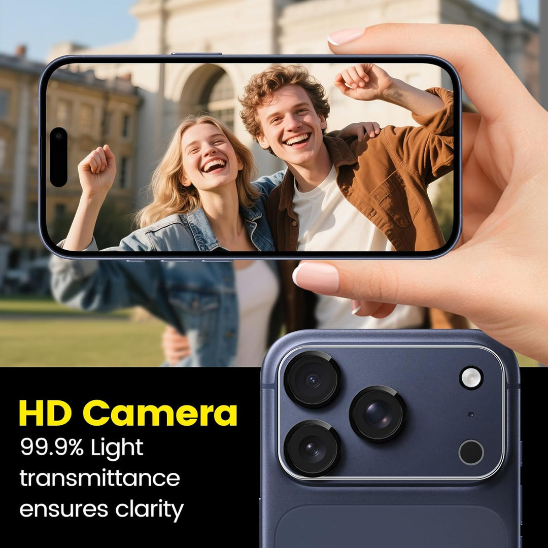 TQLGY 3 Pack Camera Lens Protector for iPhone 17 Pro 6.3", 9H Tempered Glass, HD Clear, Anti-Scratch, Strong Adhesion, Case Friendly, Easy Installation