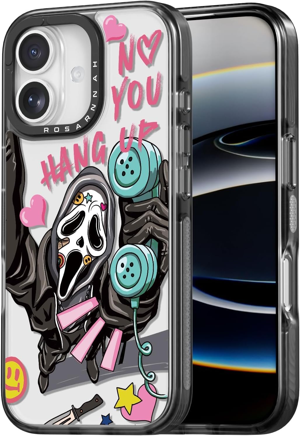 Cute Funny Skeleton Phone Cases for iPhone 17 - Durable Shockproof 6.6 ft Drop Impact Case (Black Halloween Horror Design)