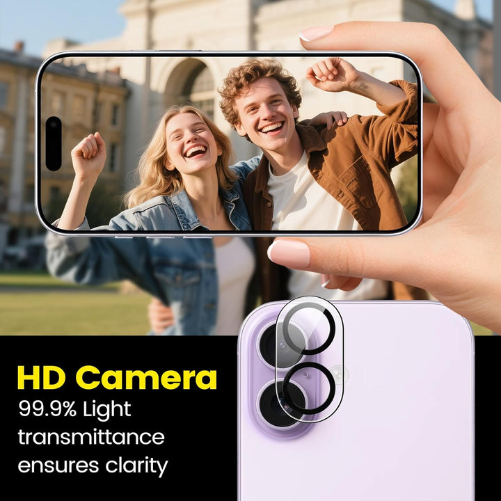 TQLGY 3 Pack Camera Lens Protector for iPhone 17 6.3", 9H Tempered Glass, HD Clear, Anti-Scratch, Strong Adhesion, Case Friendly, Easy Installation